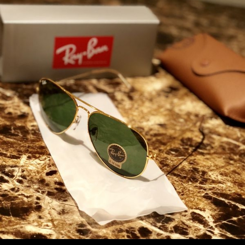 Ray Ban Aviator 58mm Green Lens Gold Frame Unisex